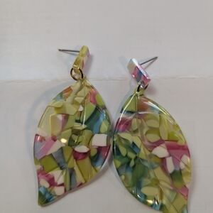 Colorful Mosaic Leaf Earrings